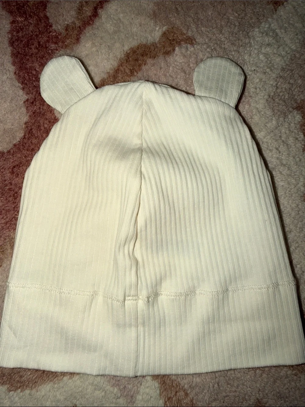 H&M Cream Ribbed Baby Beanie with Ear Details